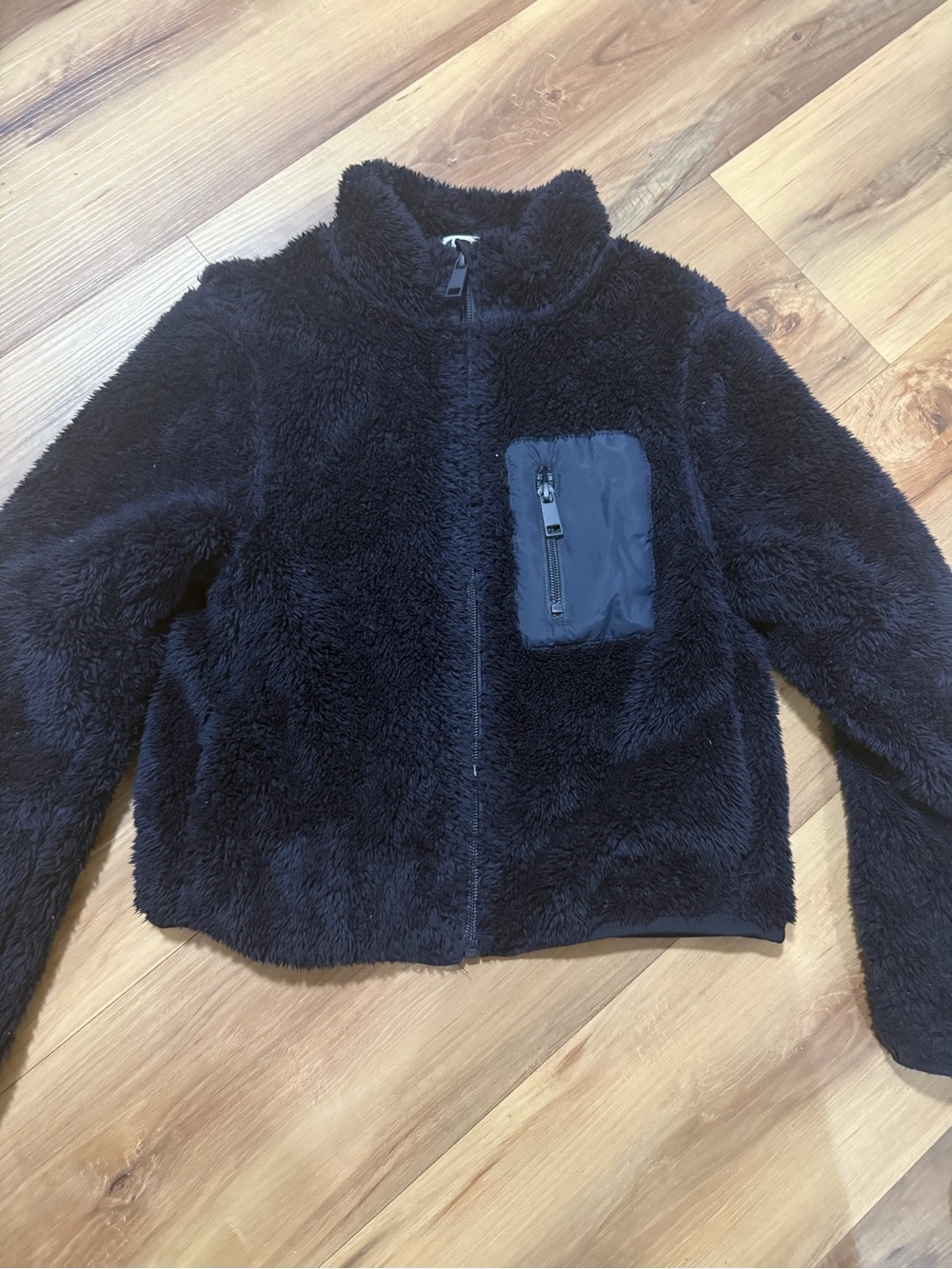 H&M Black Teddy Fleece Jean-Style Jacket for Kids